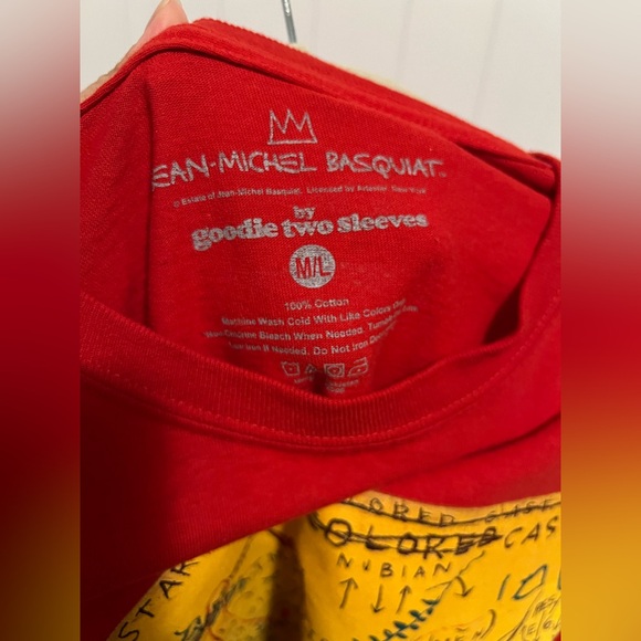 Jean-Michel Basquiat Graphic Long Sleeve Red Sweatshirt Goodie Two Sleeves M/L - Picture 5 of 12